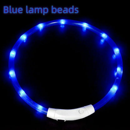 40/50/70Cm Led Dog Collar USB Rechargeable Pet Dog Night Luminous Charge Collar Glowing Necklace Collar Safety Night Light